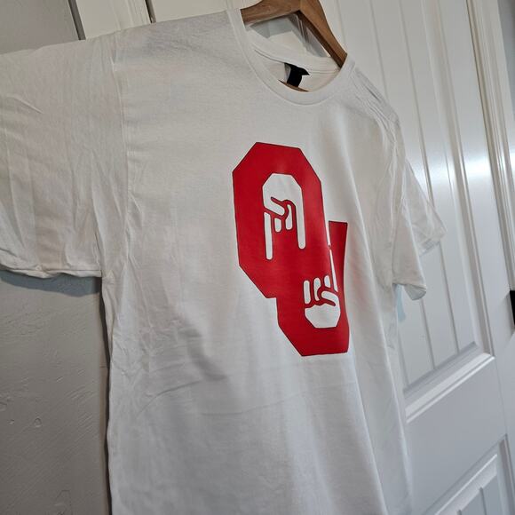 Oklahoma University OU T-Shirt Mens Large White Red Only One Horns Down Sooners - Picture 4 of 8